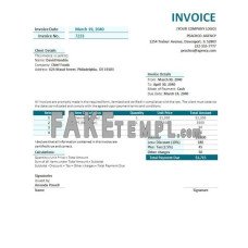 Free Agency fake Invoice Word and PDF template