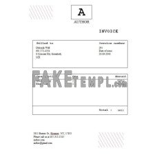 Free Author fake Invoice Word and PDF template