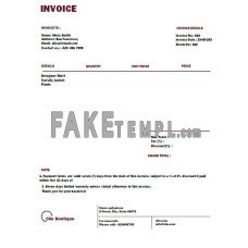 Free Boutique fake Invoice Word and PDF template