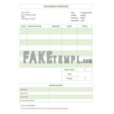 Free Business fake Invoice Word and PDF template