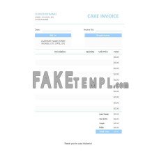 Free Cake fake Invoice Word and PDF template