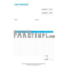 Free Car fake Invoice Word and PDF template