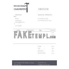 Free Carpentry fake Invoice Word and PDF template