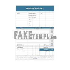 Free Freelance fake Invoice Word and PDF template