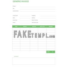 Free Generic fake Invoice Word and PDF template