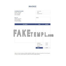 Free fake Invoice Format Word and PDF template