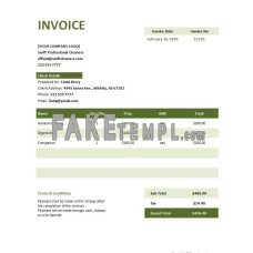 Free fake Invoice Template for Cleaning Service Word and PDF template