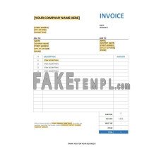 Free fake Invoice with Sales Tax Word and PDF template