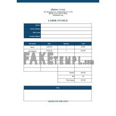 Free Labor fake Invoice Word and PDF template