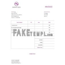 Free Massage fake Invoice Word and PDF template