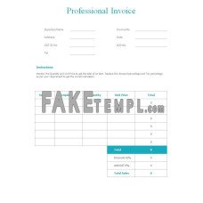 Free Professional fake Invoice Word and PDF template