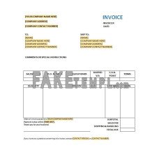 Free Purchase fake Invoice Word and PDF template