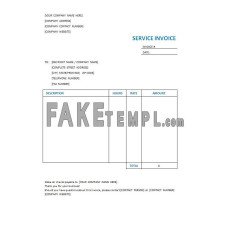 Free Service fake Invoice Word and PDF template