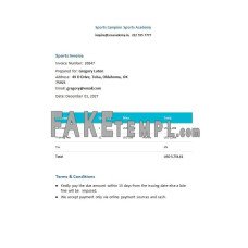 Free Sports fake Invoice Word and PDF template