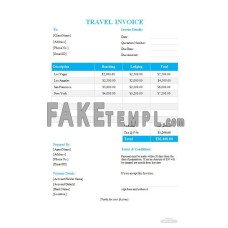 Free Travel fake Invoice Format Word and PDF template