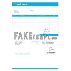 Free Travel fake Invoice Word and PDF template