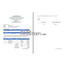 Free University fake Invoice Format Word and PDF template