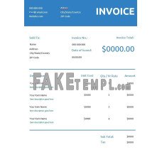 Generic Commercial fake Invoice Word and PDF template