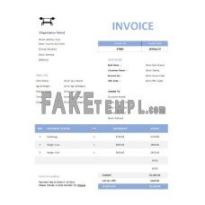 Gym fake Invoice Word and PDF template