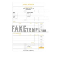 Hvac fake Invoice Word and PDF template