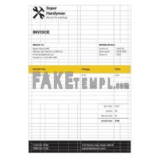 Handyman Services fake Invoice Word and PDF template