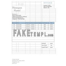 Hostel fake Invoice Word and PDF template