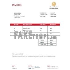 Ice Cream fake Invoice Word and PDF template