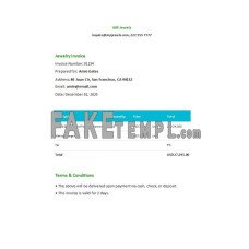 Jewelry fake Invoice Word and PDF template