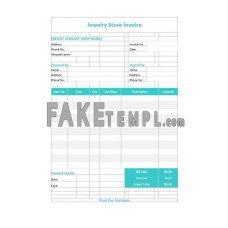 Jewelry store fake Invoice Word and PDF template