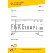 Kindergarten School fake Invoice Word and PDF template