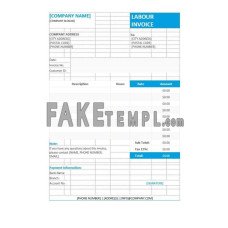 Labour fake Invoice Format Word and PDF template