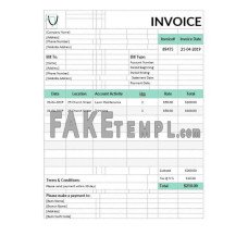 Landscaping fake Invoice Word and PDF template