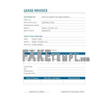 lease fake Invoice Word and PDF template