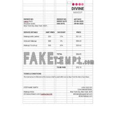 Makeup Artist fake Invoice Word and PDF template