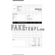 Medical Bill Format fake Invoice Word and PDF template