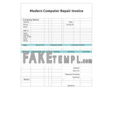 Modern Computer Repair fake Invoice Word and PDF template