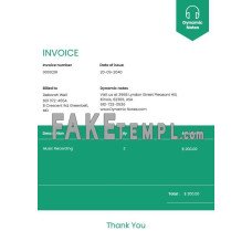 Music Production fake Invoice Word and PDF template