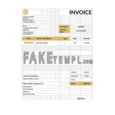 Notary fake Invoice Word and PDF template