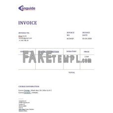 Online Courses fake Invoice Word and PDF template