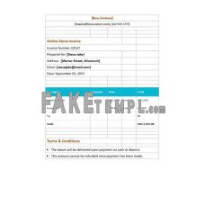 Online Store fake Invoice Word and PDF template