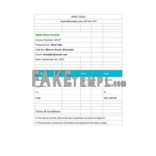 Optical Store fake Invoice Word and PDF template