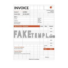 Payment fake Invoice Word and PDF template