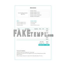 Plumbing fake Invoice Word and PDF template