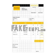 Preschool Education fake Invoice Word and PDF template