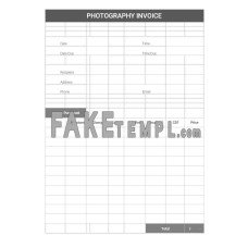 Printable Photography fake Invoice Word and PDF template