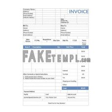 Product sales fake Invoice Word and PDF template