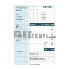 Professional services fake Invoice Word and PDF template