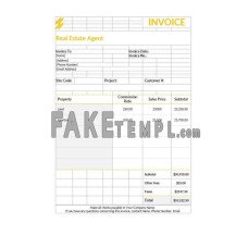 Real Estate Agent fake Invoice Word and PDF template