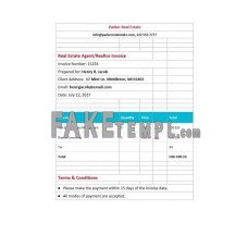 Real Estate AgentRealtor fake Invoice Word and PDF template