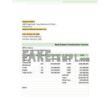 Real Estate Commission fake Invoice Word and PDF template